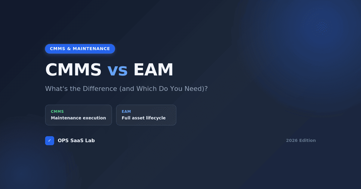 CMMS vs EAM comparison — CMMS handles maintenance execution while EAM covers the full asset lifecycle.