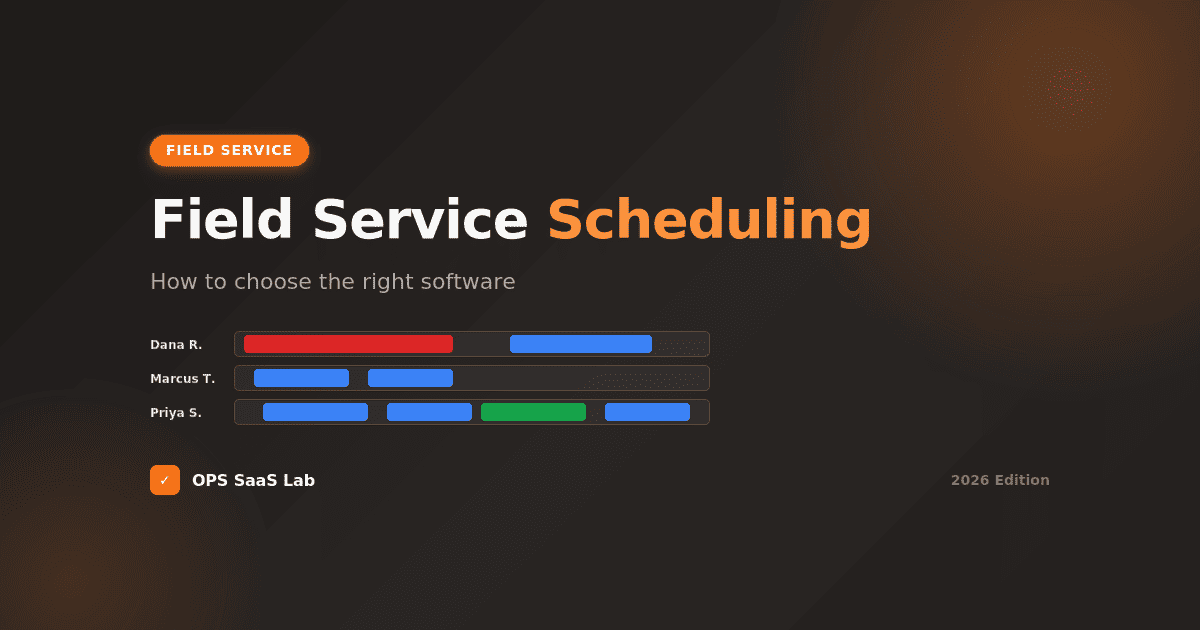 Field service scheduling dispatch board — an overrunning job creating a conflict, and the reassignment that resolves it.